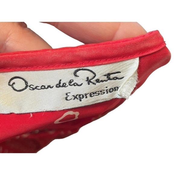 Oscar de la Renta Expressions Vintage 80’s Red White Polka Dot Blouse Top M - Picture 8 of 8